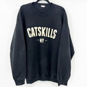 Black Catskills NY Graphic Sweatshirt Crewneck Pullover G Large
